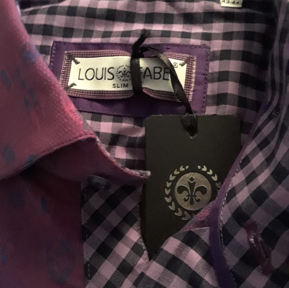 Mens' Shirt from Louis Fabel, lilac-violet. XL slim fit.